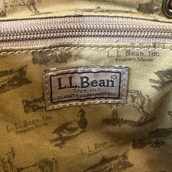 🌟2xHP🌟VTG 1980s-90s L.L. Bean Tan Leather & Tweed Back Pack - Picture 9 of 16